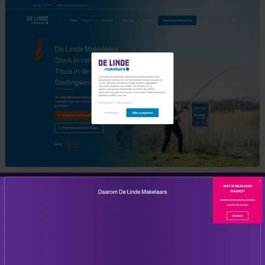 Screenshot der Website von www.delindemakelaars.nl