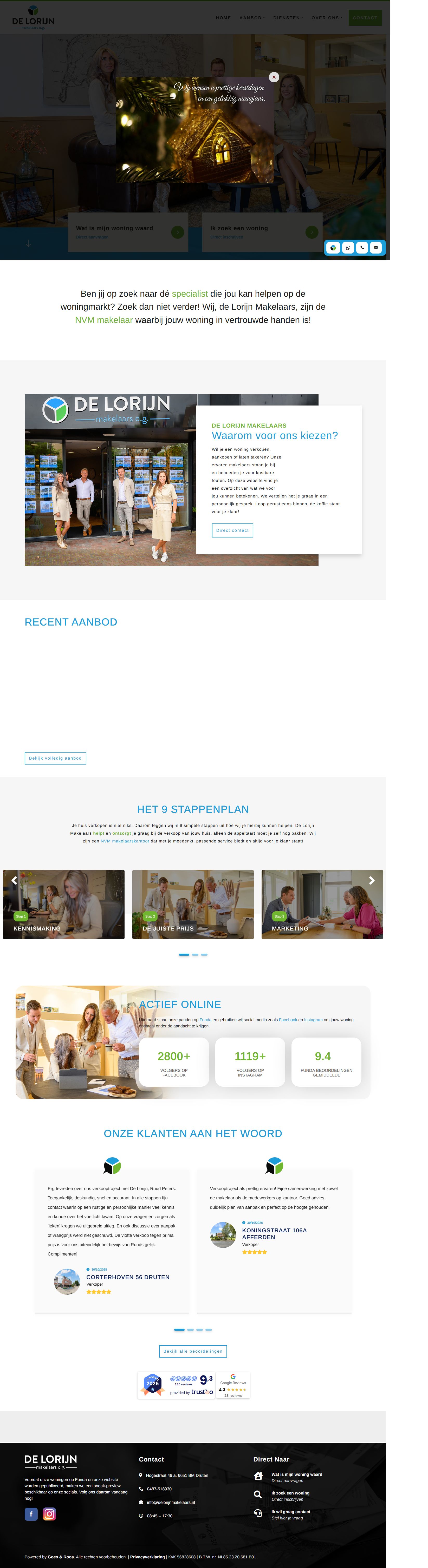 Screenshot der Website von www.delorijnmakelaars.nl