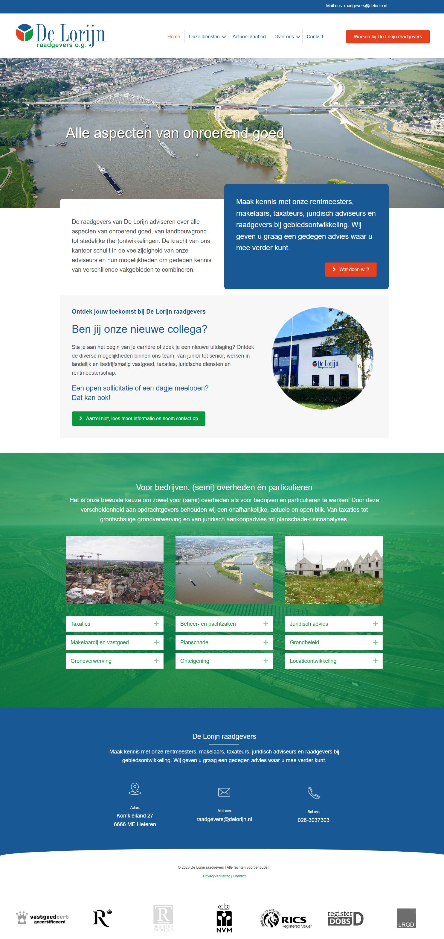 Screenshot van de website van www.delorijnraadgevers.nl