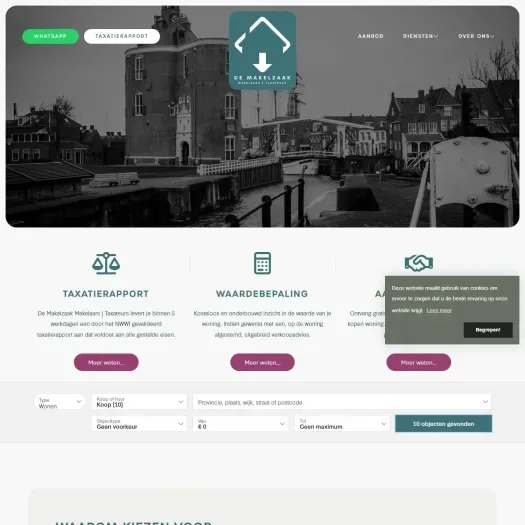 Screenshot of the website of www.demakelzaak.nl