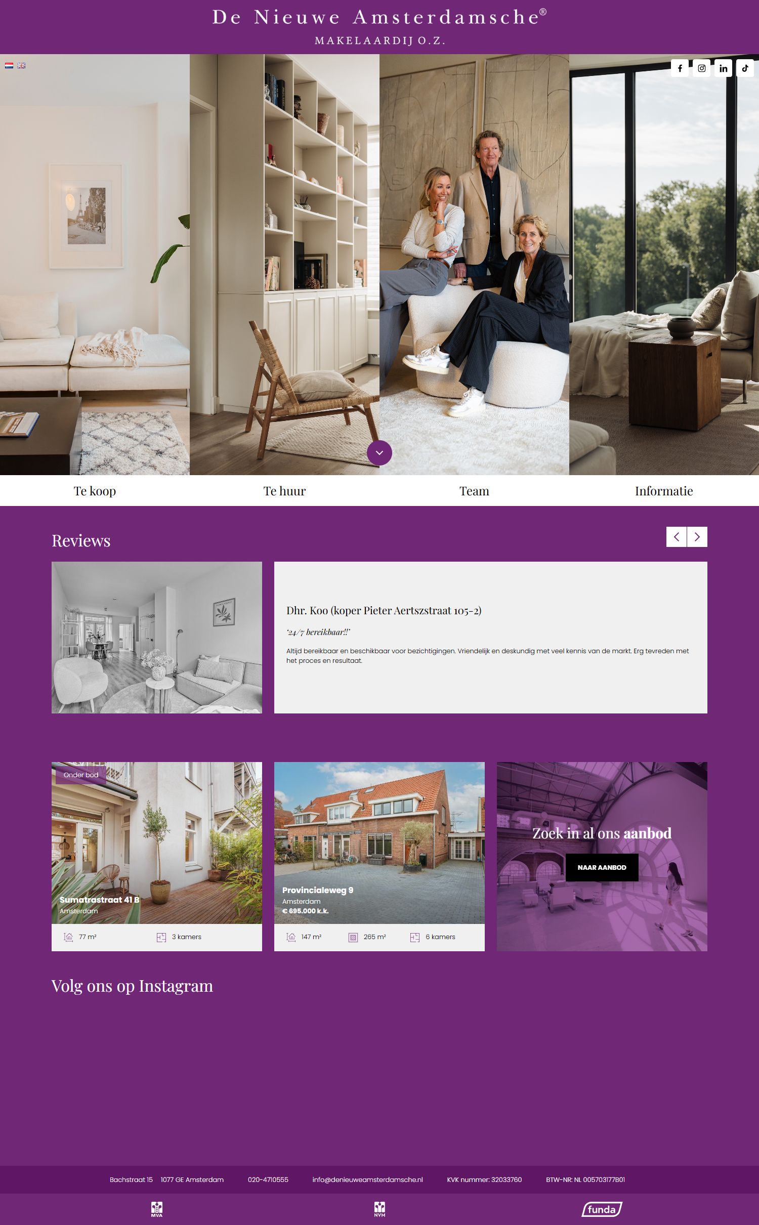 Screenshot der Website von www.denieuweamsterdamsche.nl