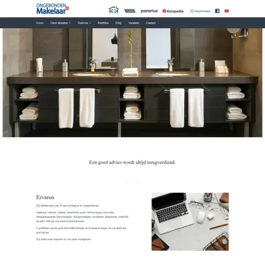 Screenshot of the website of ongebondenmakelaar.nl