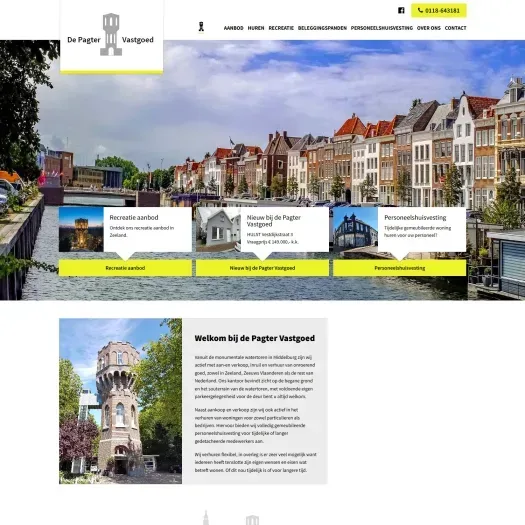 Screenshot of the website of www.depagtervastgoed.nl