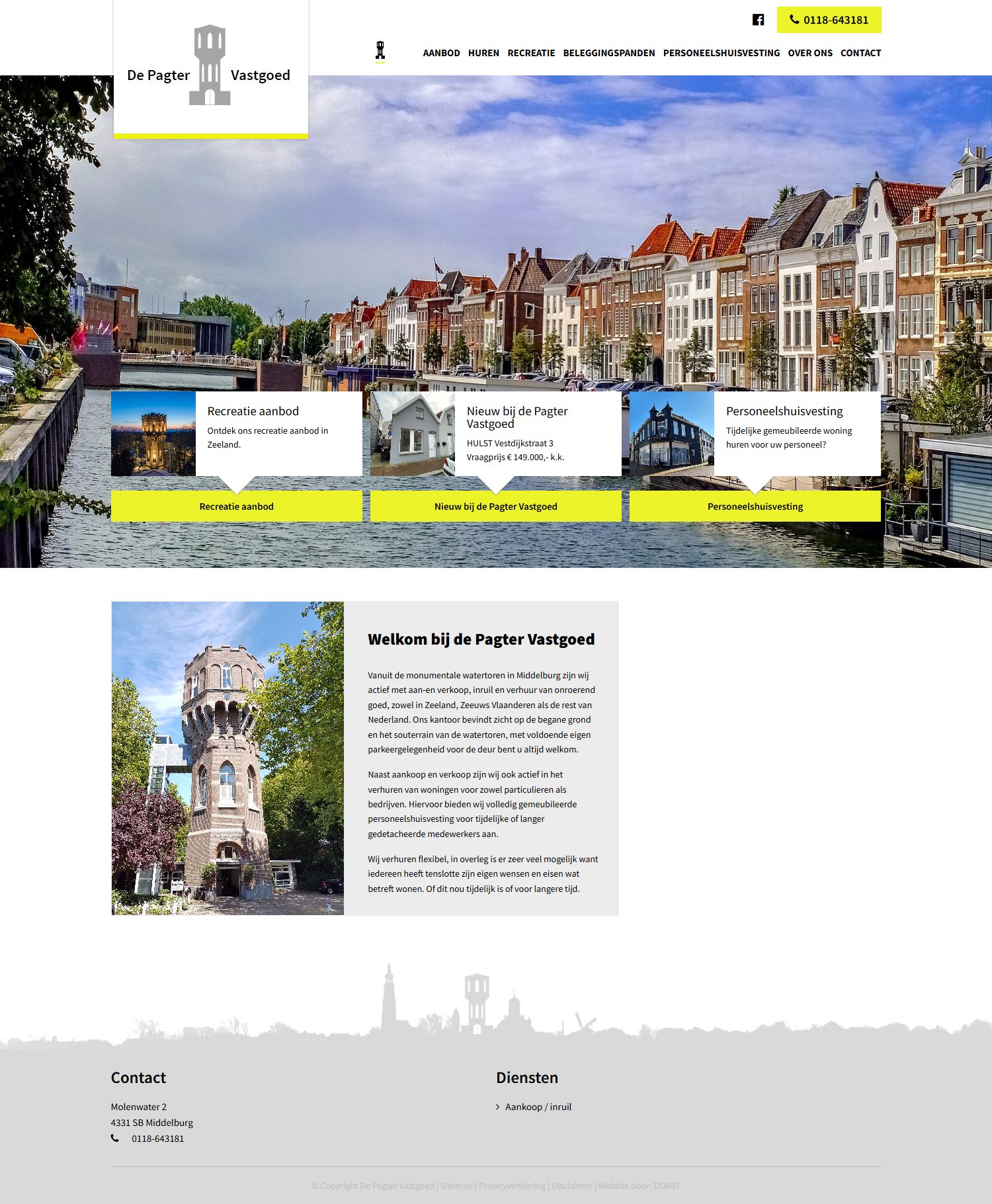Screenshot of the website of www.depagtervastgoed.nl