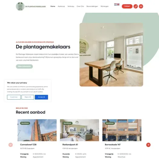 Capture d'écran du site web de www.deplantagemakelaars.nl