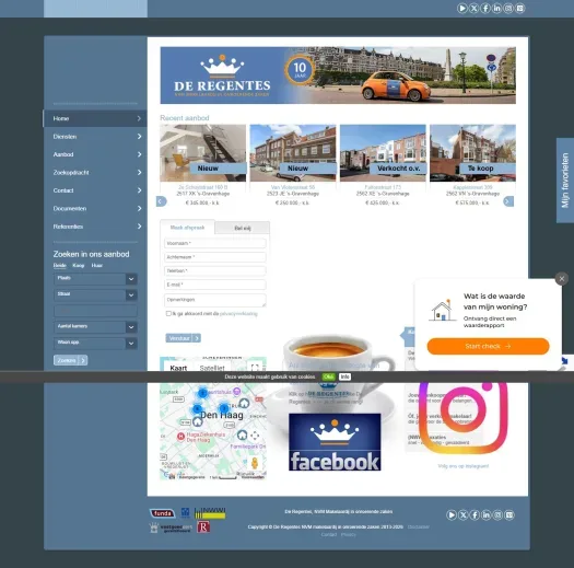Screenshot van de website van www.deregentesmakelaardij.nl