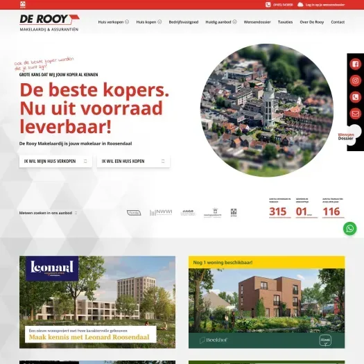 Screenshot of the website of www.derooymakelaardij.nl