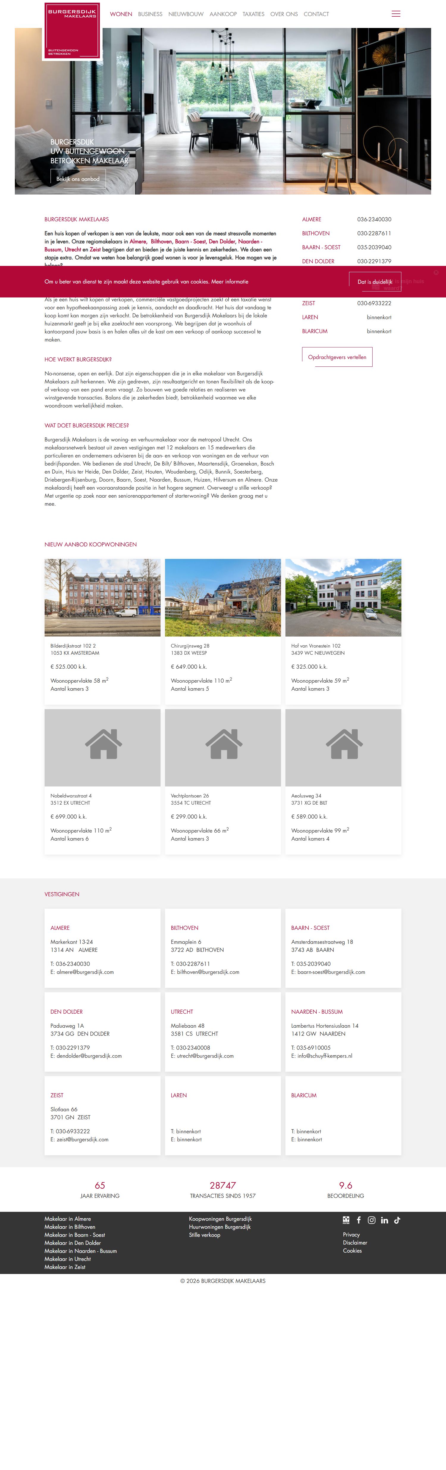 Screenshot der Website von www.deruitermakelaars.nl
