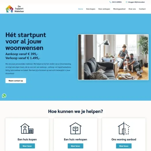 Screenshot van de website van desupportmakelaar.nl
