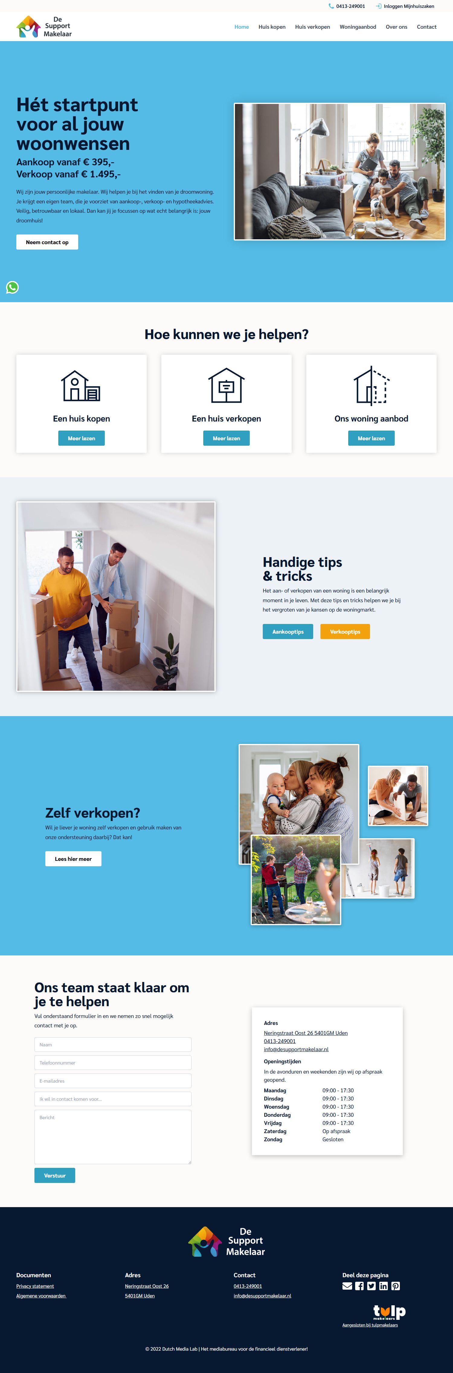 Screenshot der Website von desupportmakelaar.nl