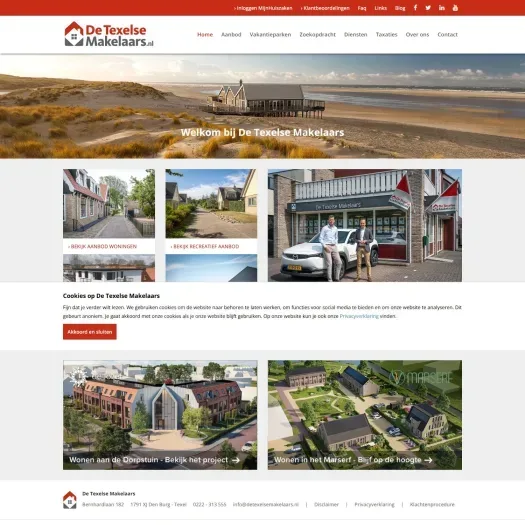 Capture d'écran du site web de www.detexelsemakelaars.nl