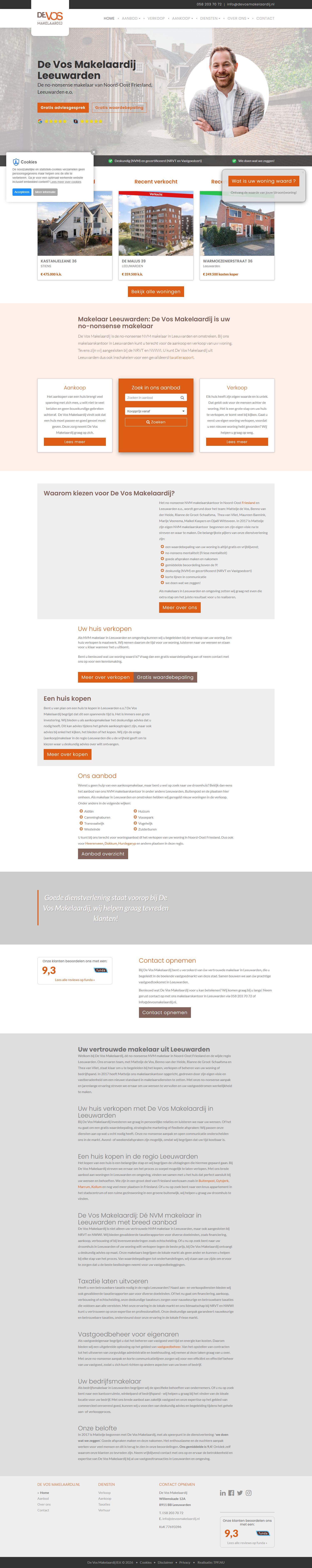 Screenshot der Website von www.devosmakelaardij.nl