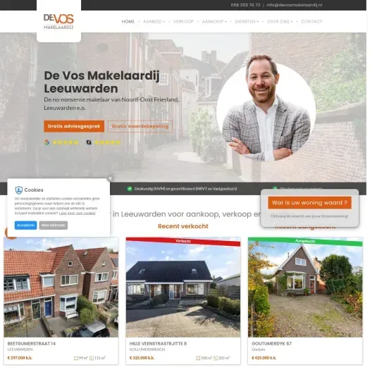 Capture d'écran du site web de www.devosmakelaardij.nl