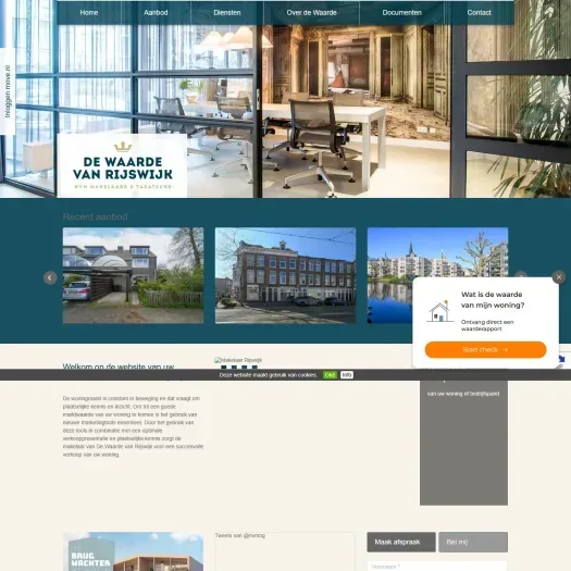 Screenshot van de website van www.dewaardevanrijswijk.nl