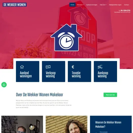 Screenshot van de website van www.dewekkerwonen.nl