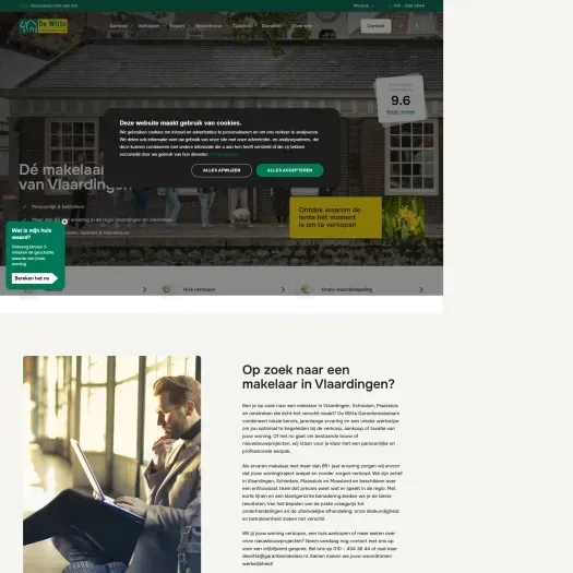 Screenshot van de website van www.dewittegarantiemakelaars.nl