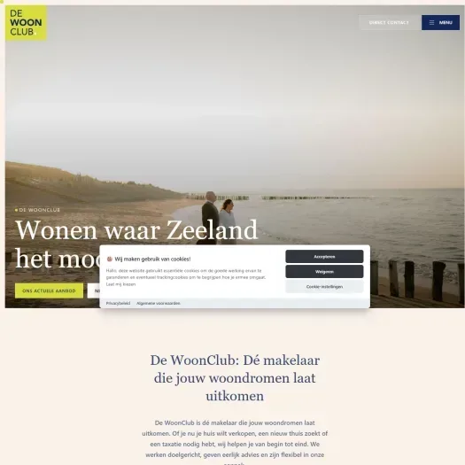 Screenshot of the website of www.dewoonclub.nl
