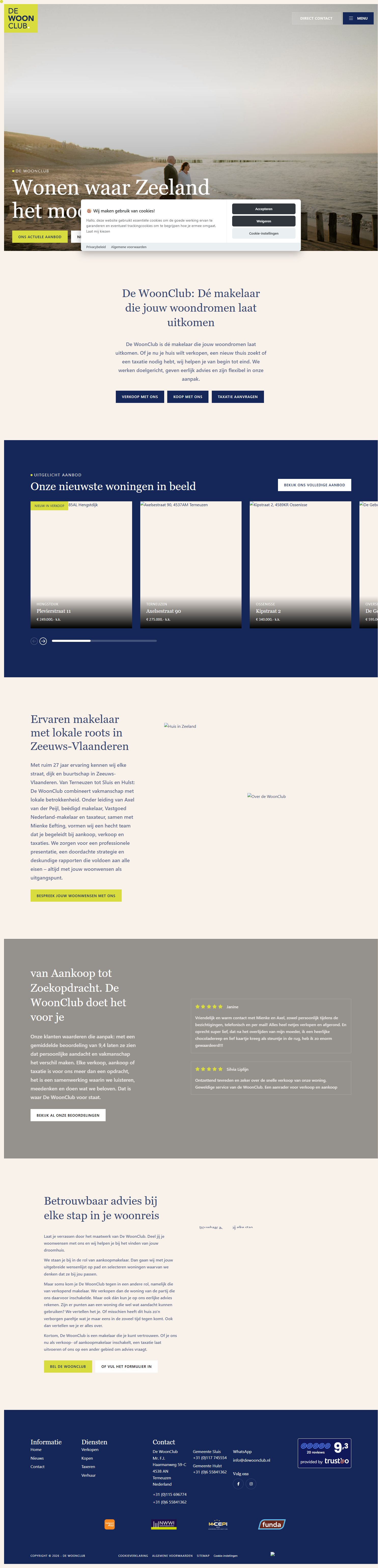 Screenshot der Website von www.dewoonclub.nl