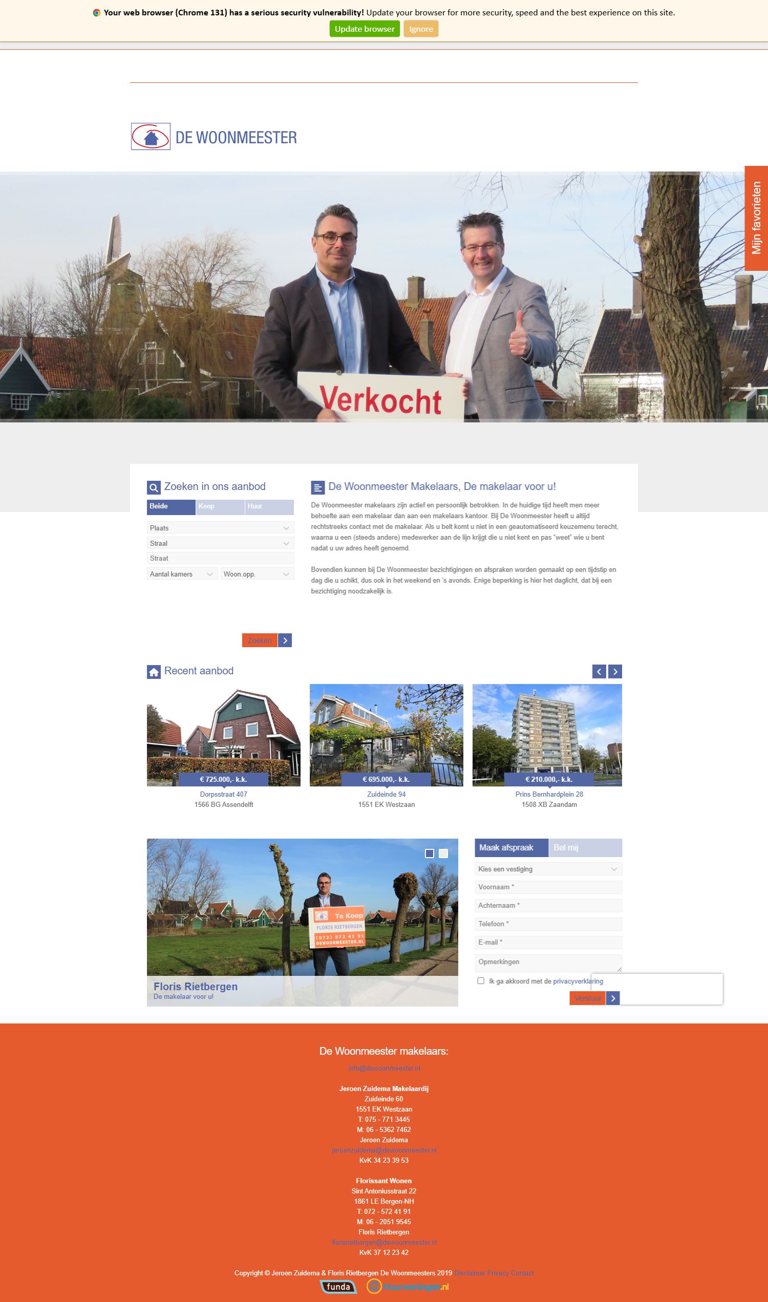 Screenshot der Website von dewoonmeester.nl