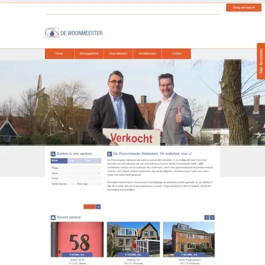 Capture d'écran du site web de dewoonmeester.nl