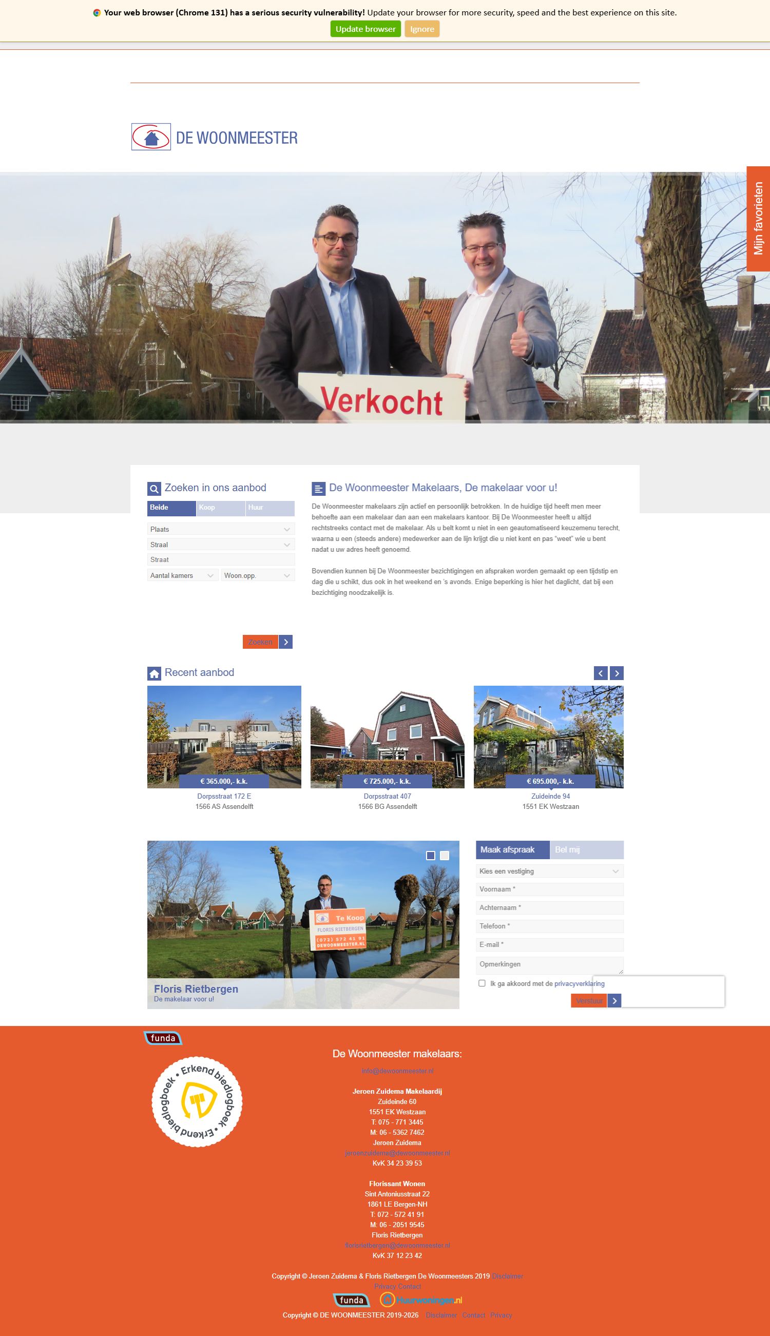 Screenshot der Website von www.dewoonmeester.nl