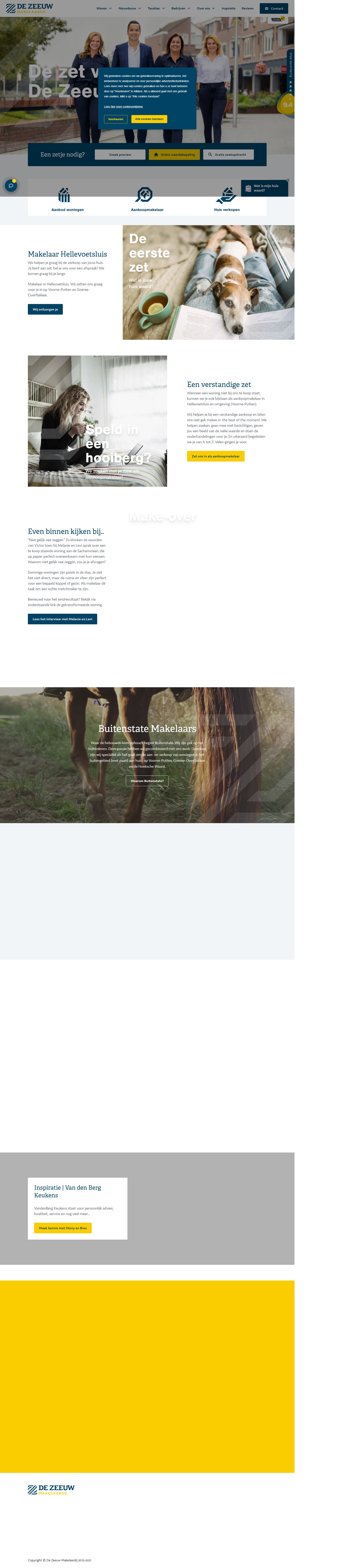 Screenshot of the website of www.dezeeuwmakelaardij.nl