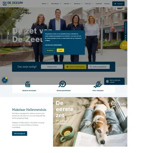 Screenshot of the website of www.dezeeuwmakelaardij.nl