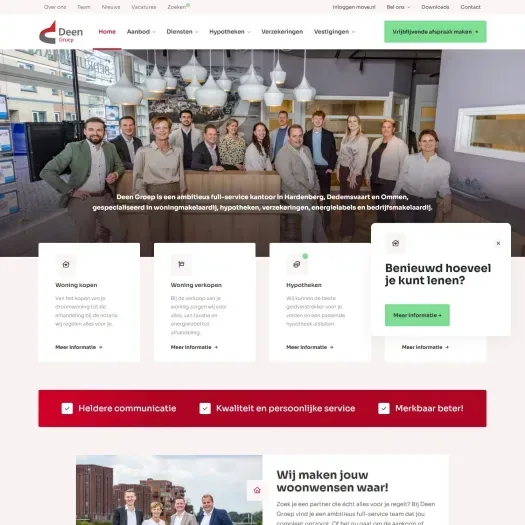 Screenshot van de website van www.deenmakelaars.nl