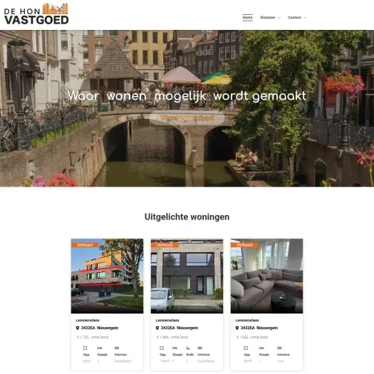 Screenshot van de website van www.dehonvastgoed.nl