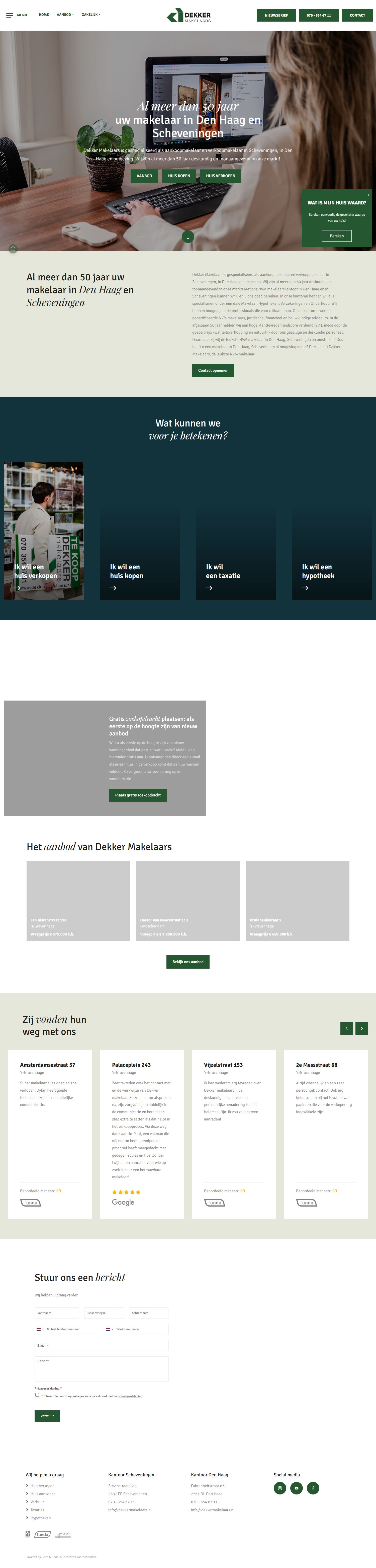 Screenshot of the website of www.dekkermakelaars.nl