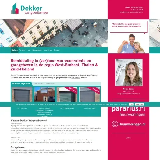Screenshot van de website van www.dekkervastgoedbeheer.nl