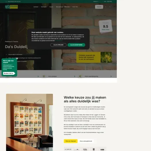 Screenshot van de website van www.dekkersmakelaars.nl