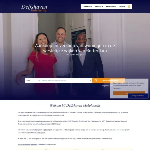 Screenshot der Website von www.delfshavenmakelaardij.nl