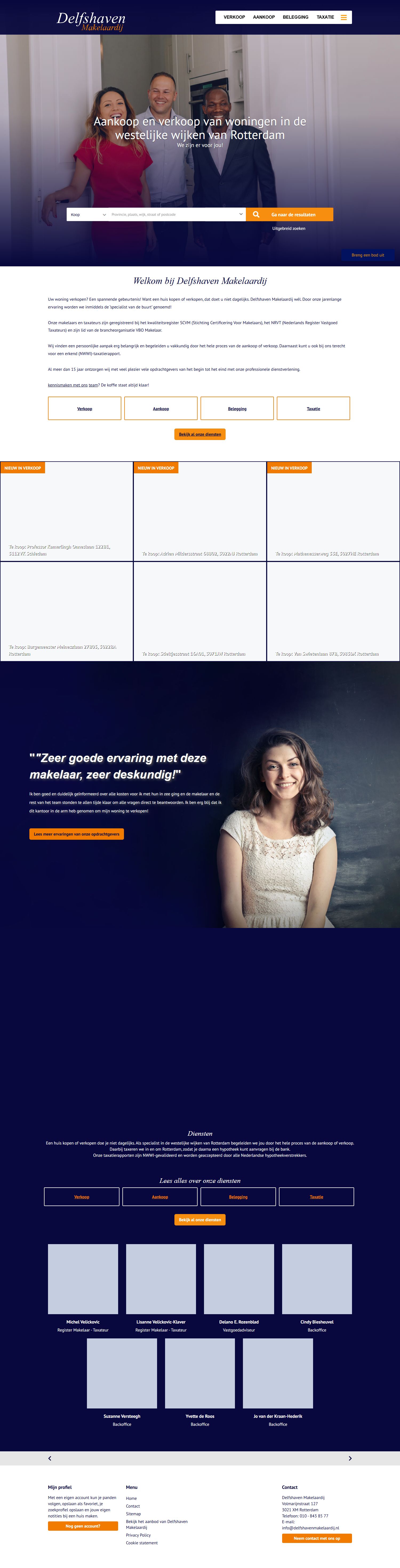 Screenshot der Website von www.delfshavenmakelaardij.nl