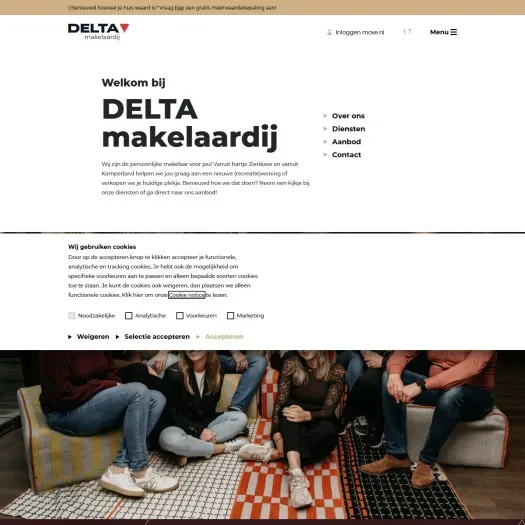 Screenshot of the website of www.deltamakelaardij.nl