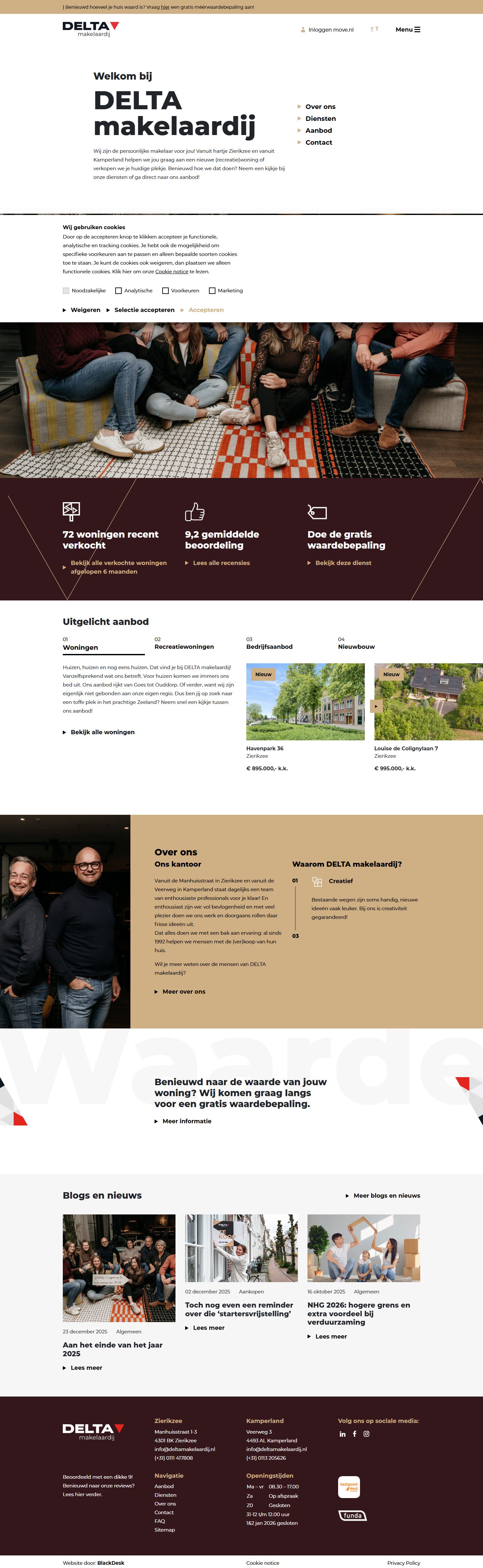 Screenshot der Website von www.deltamakelaardij.nl
