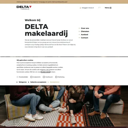 Screenshot der Website von www.deltamakelaardij.nl