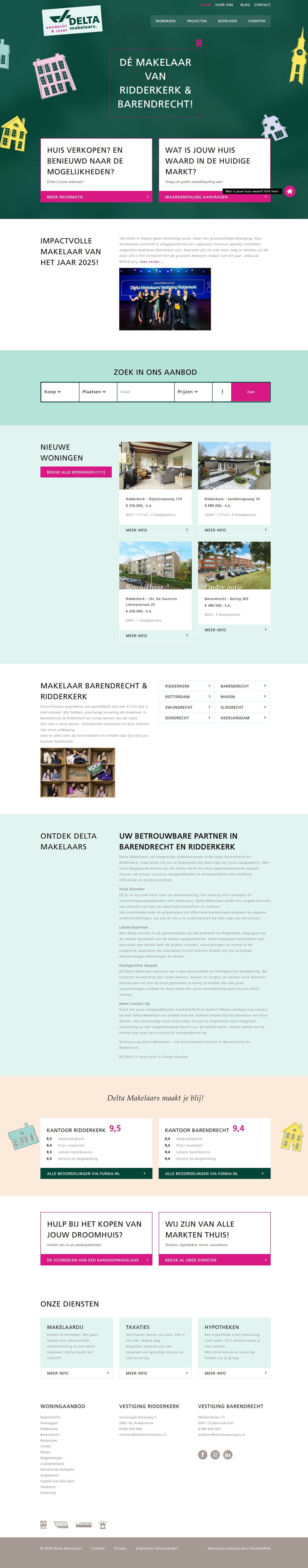 Screenshot of the website of www.deltamakelaars.nl