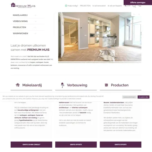 Screenshot of the website of www.premiumhuis.com