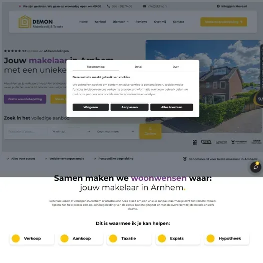 Screenshot van de website van ddmt.nl