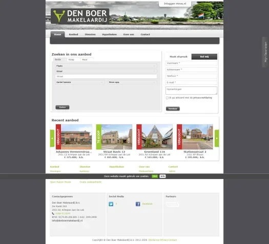 Screenshot van de website van www.denboermakelaardij.nl