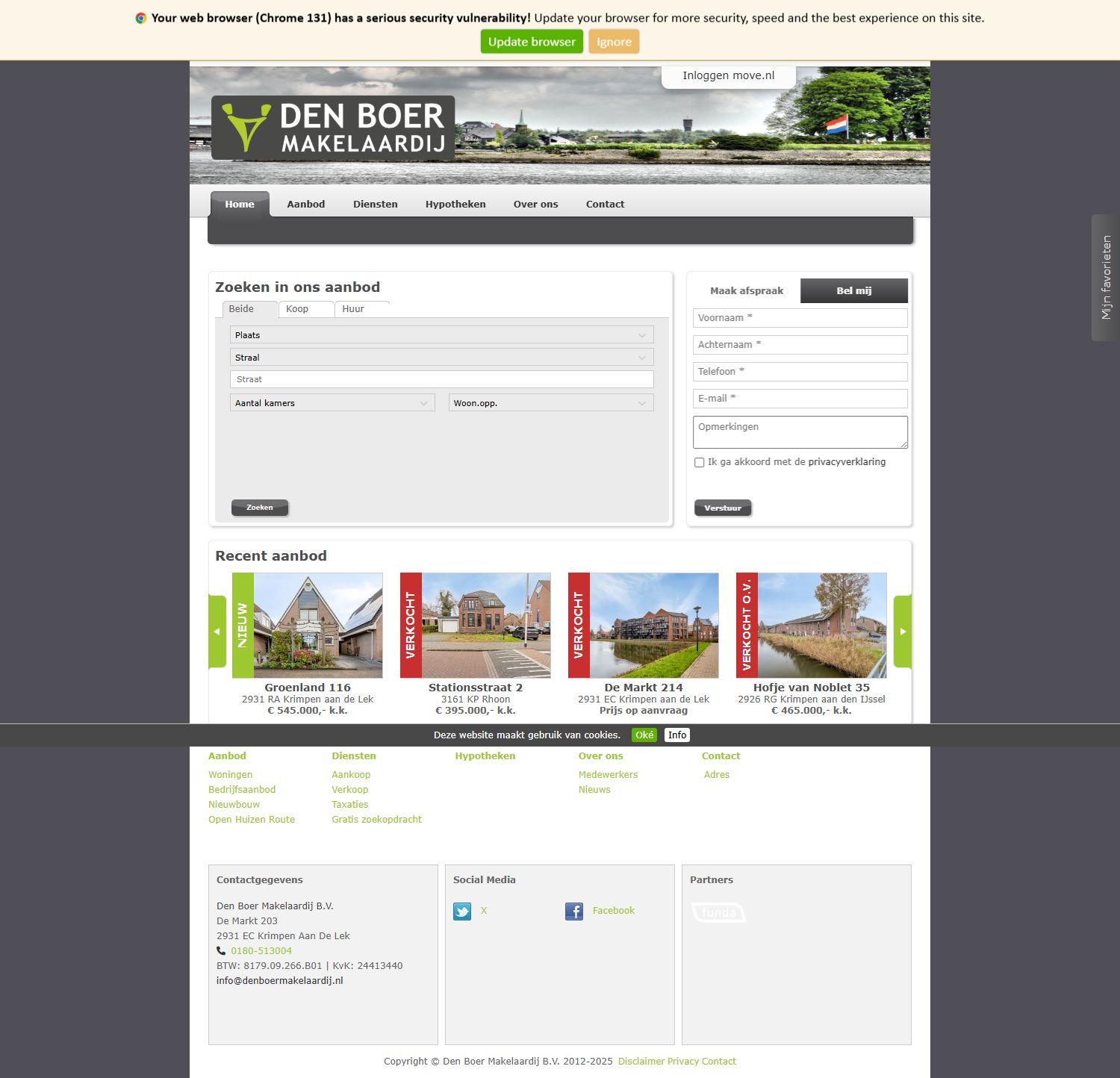 Screenshot der Website von www.denboermakelaardij.nl