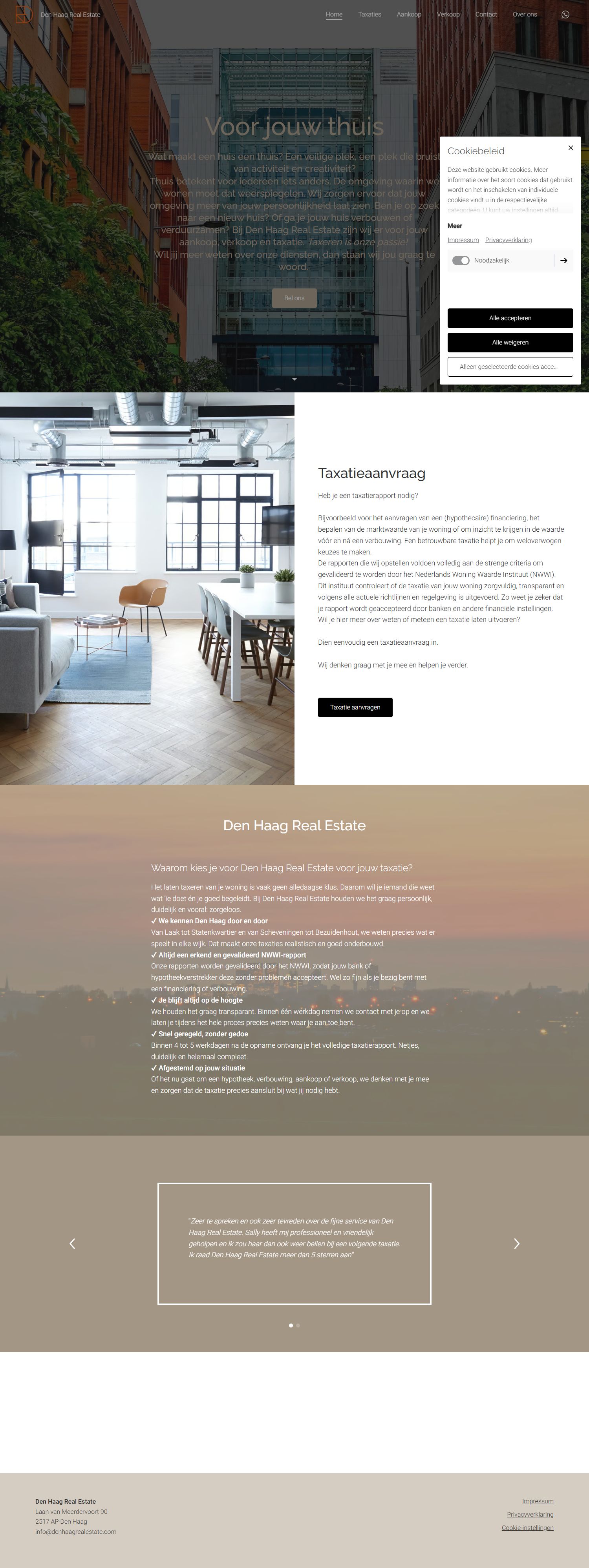 Screenshot of the website of www.denhaagrealestate.com