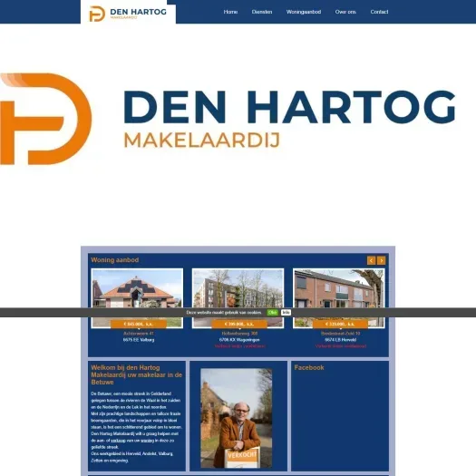 Screenshot van de website van www.denhartogmakelaardij.nl