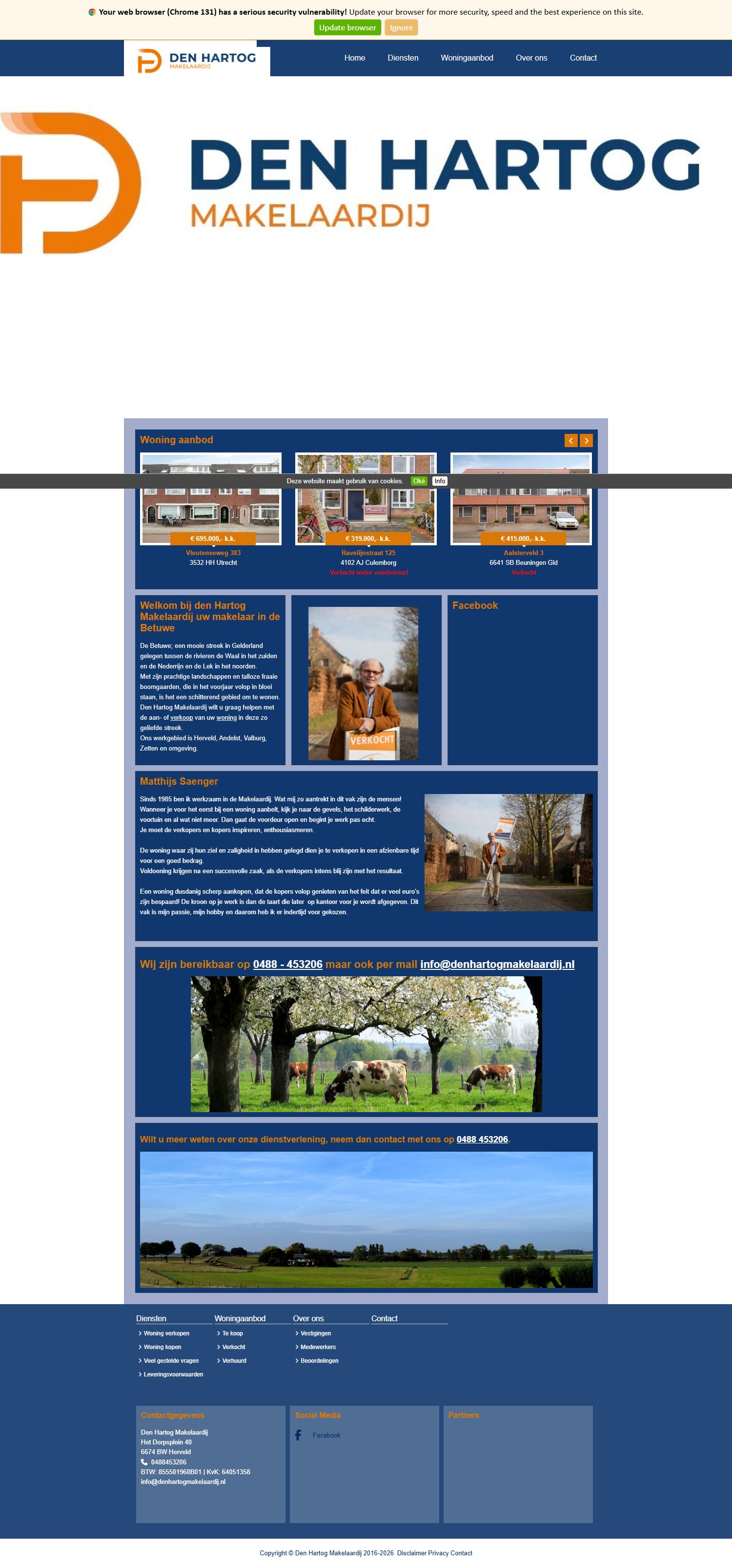 Screenshot of the website of www.denhartogmakelaardij.nl