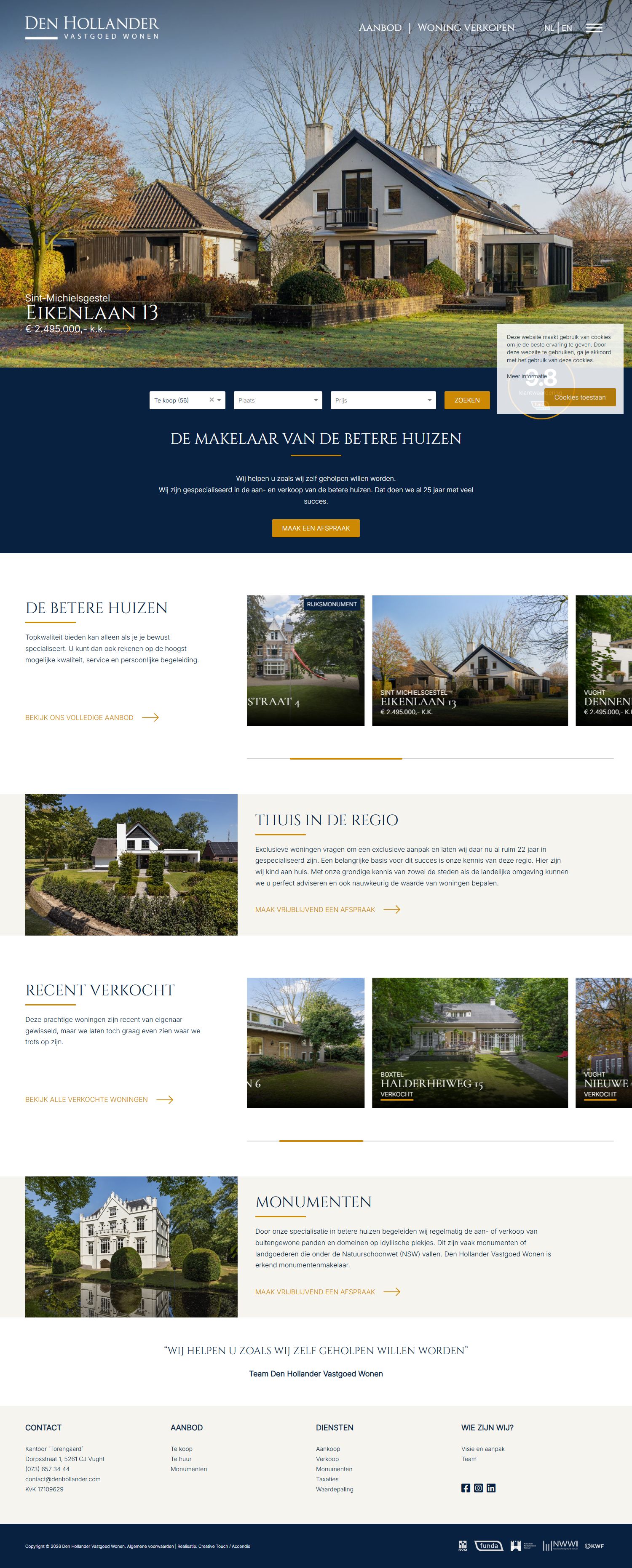 Screenshot der Website von www.beterehuizen.nl