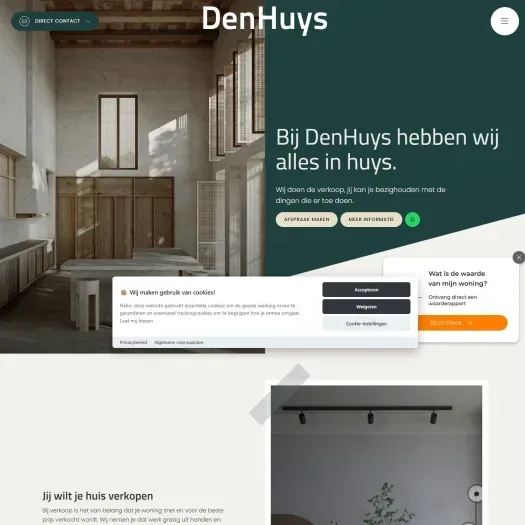 Screenshot of the website of denhuysmakelaars.nl