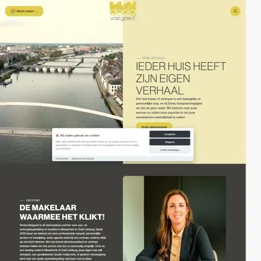 Screenshot of the website of deniqvastgoed.nl