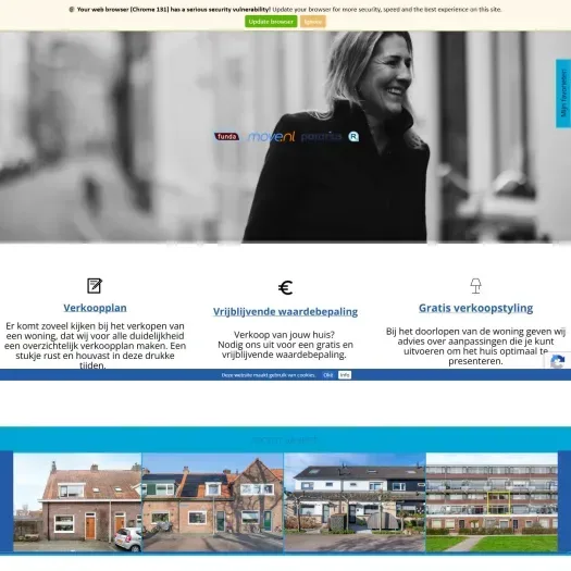 Screenshot of the website of www.denisedekkermakelaardij.nl