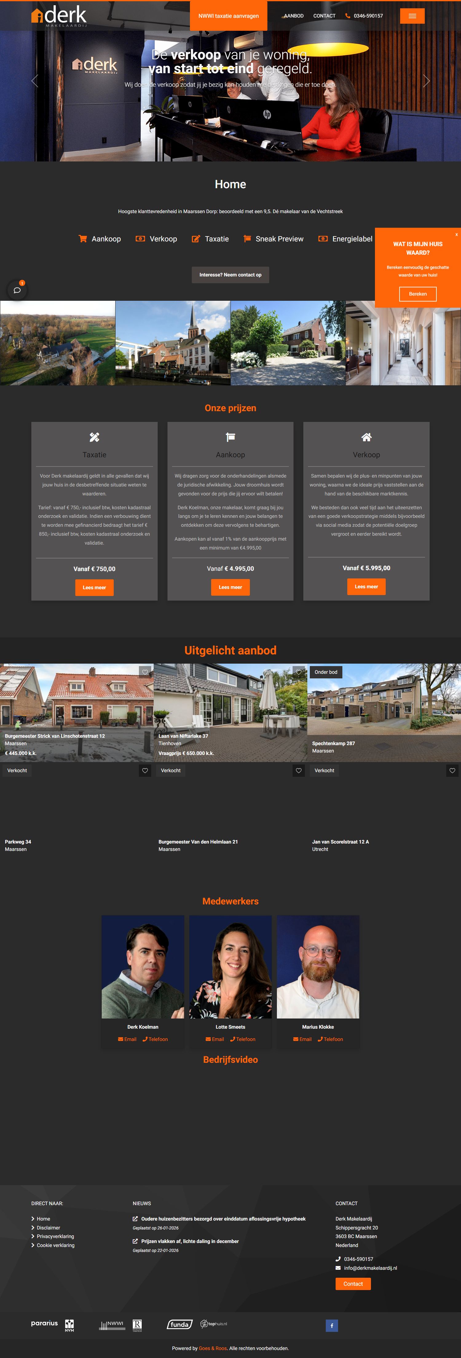 Screenshot der Website von www.derkmakelaardij.nl